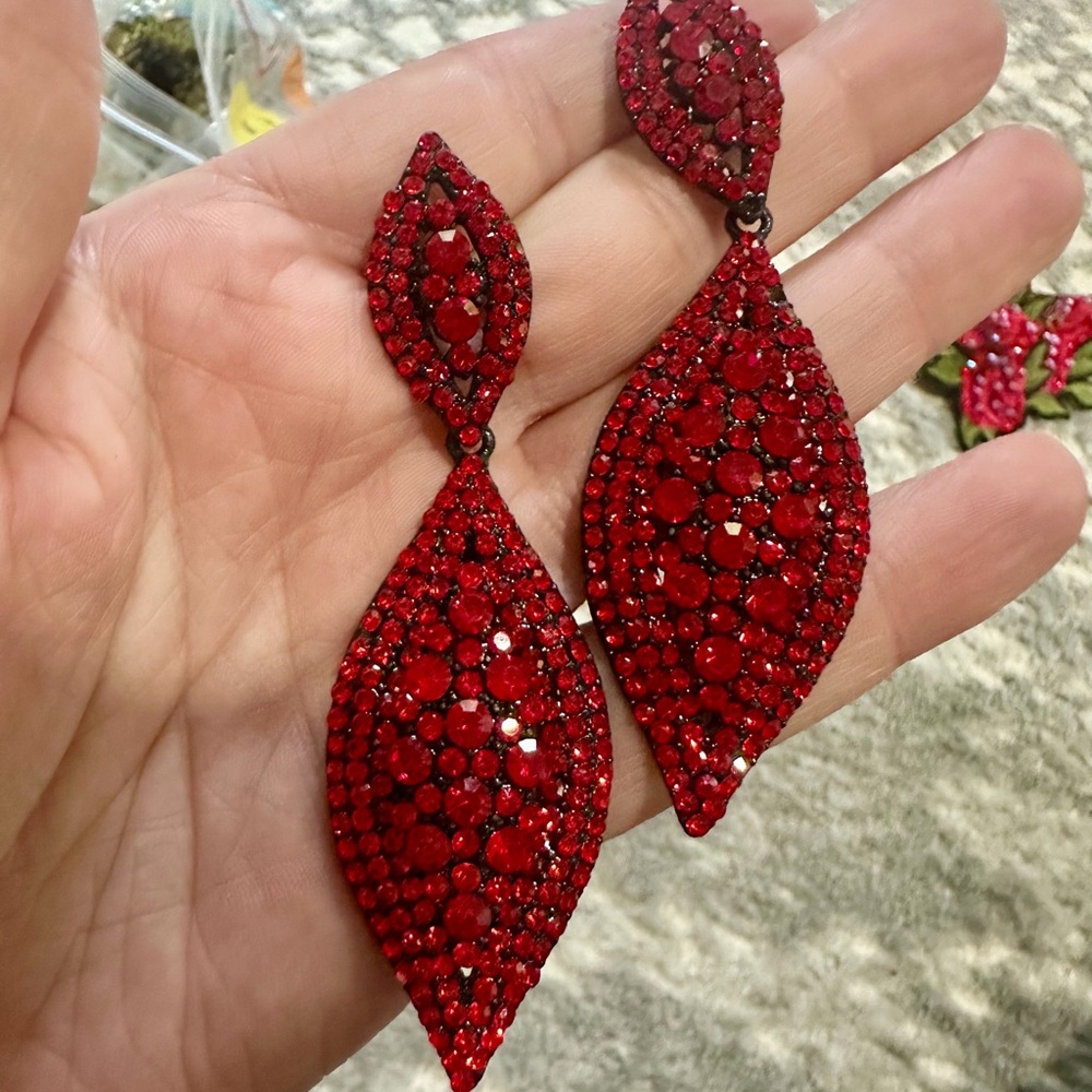 Radiant Ruby Red Statement Earrings - image 1